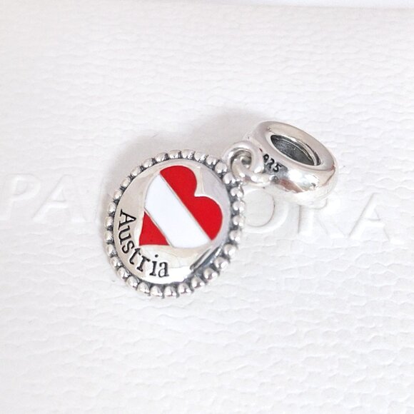Pandora Australia Heart Flag Dangle Charm S925 Silver with box - Picture 1 of 8